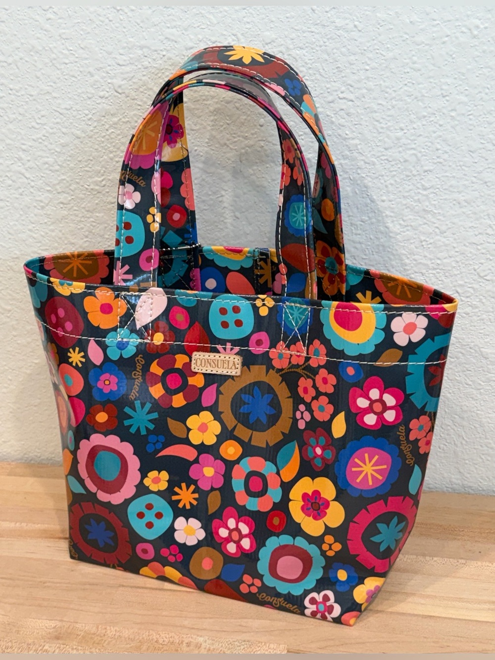 NEW Consuela Amelie Grab N Go Mini Utility Tote Bag Floral Lunch Colorful Beach